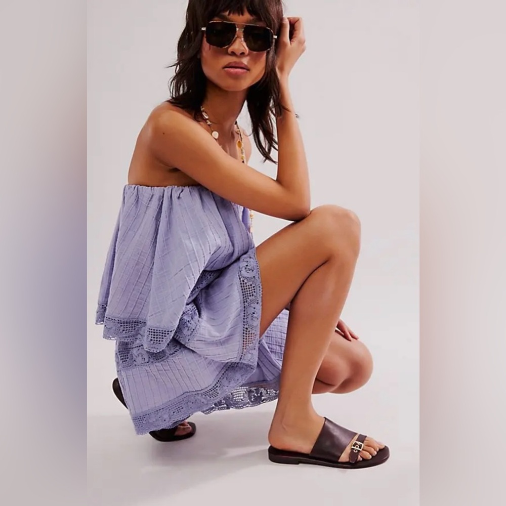 Free People Purple Tiered Ruffle Lace Maribel Romper NWT 🔖